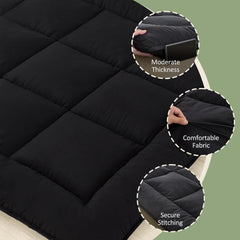 Japanese Floor Mattress Foldable & Portable Roll Up Futon Mattress 3" Black Tatami Mat for Adult and Kids
