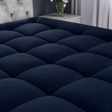 edding Full Mattress Pad, Quilted Fitted Premium Mattress Protector, Deep Pocket Cover Stretches up to 16 Inches