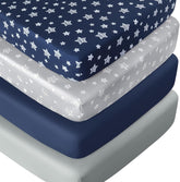 Crib Sheets for Boys or Girls 4 Pack, Fitted Crib Sheet for Standard Size Crib and Toddler Mattresses
