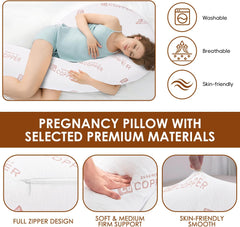 SCHNAUZER HOME Body Pillow for Adults - Soft Long Bed Pillows - Shredded Memory Foam & Removable Washable Cover - Swan Shaped Pregnancy Side Sleeper Pillow 49 Inch with Extra Pillowcase (Copper)