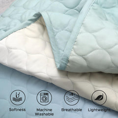 Quilt Set Full Queen Size 3 Piece, Gradient Green Pattern Printed Bedding Coverlet Set, Lightweight Soft Reversible Bedspread Sets for All Season (1 Quilt & 2 Pillow Shams)