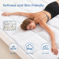 Memory Foam Queen Mattress Topper, Bed Topper with 3 Inch Extra Thick Shredded Foam