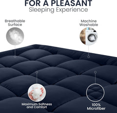 edding Full Mattress Pad, Quilted Fitted Premium Mattress Protector, Deep Pocket Cover Stretches up to 16 Inches