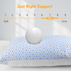 Shredded Memory Foam Pillows Queen Size Set of 2, Cooling Firm Pillows Queen Size 2 Pack for Bed