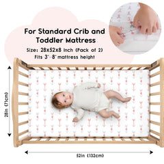 Crib Sheets for Boys Girls, Fitted Crib Sheet 2 Pack for Standard Crib and Toddler Mattress