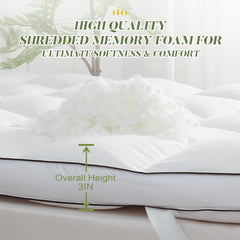 3 Inch Memory Foam Mattress Topper Queen Size, Extra Soft Pillow Top Mattress Topper