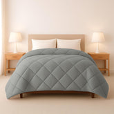 Soft Breathable Down Alternative Diamond Stitched, All Season Grey Comforter with Double Stitched Piping