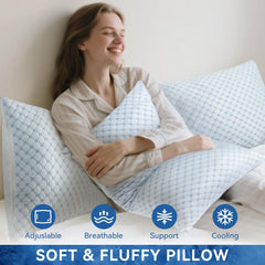 Shredded Memory Foam Pillows for Bed Set of 2