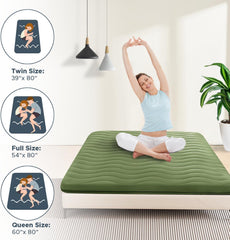 Japanese Floor Mattress, 100% High Density Comfortable Foam, 4" Thicken Foldable Mattress Tatami Mat Sleeping Pad