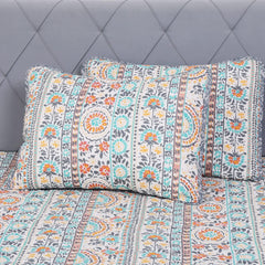 Bohemian Quilt Set Full Queen Size 3 Piece, Cosima Striped Pattern Printed Bedding Coverlet Set, Lightweight Soft Reversible Bedspread Sets for All Season