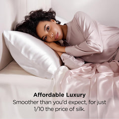 Satin Pillowcases, Pure White Cooling Pillow Case for Sleeping Women with Envelope Closure, Gifts for Women Men