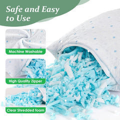 Queen Size Cooling Pillows Set of 2, Extra Stuffed 100% Shredded Memory Foam