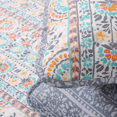 Bohemian Quilt Set Full Queen Size 3 Piece, Cosima Striped Pattern Printed Bedding Coverlet Set, Lightweight Soft Reversible Bedspread Sets for All Season