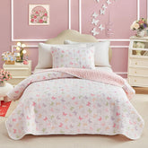 Quilt Set for Girls, Colorful Butterflies Pink Design, 2pcs Soft n Cozy Microfiber Quilt