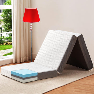 BedLuxury 4 Inch Tri Folding Mattress Single Bed with Storage Bag