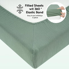 Crib Sheets for Boys Girls 100% Cotton Fitted Baby Crib Sheet 2 Pack Soft and Breathable for Standard Crib Mattress & Toddler Mattress