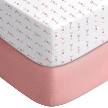 Crib Sheets for Boys Girls, Fitted Crib Sheet 2 Pack for Standard Crib and Toddler Mattress