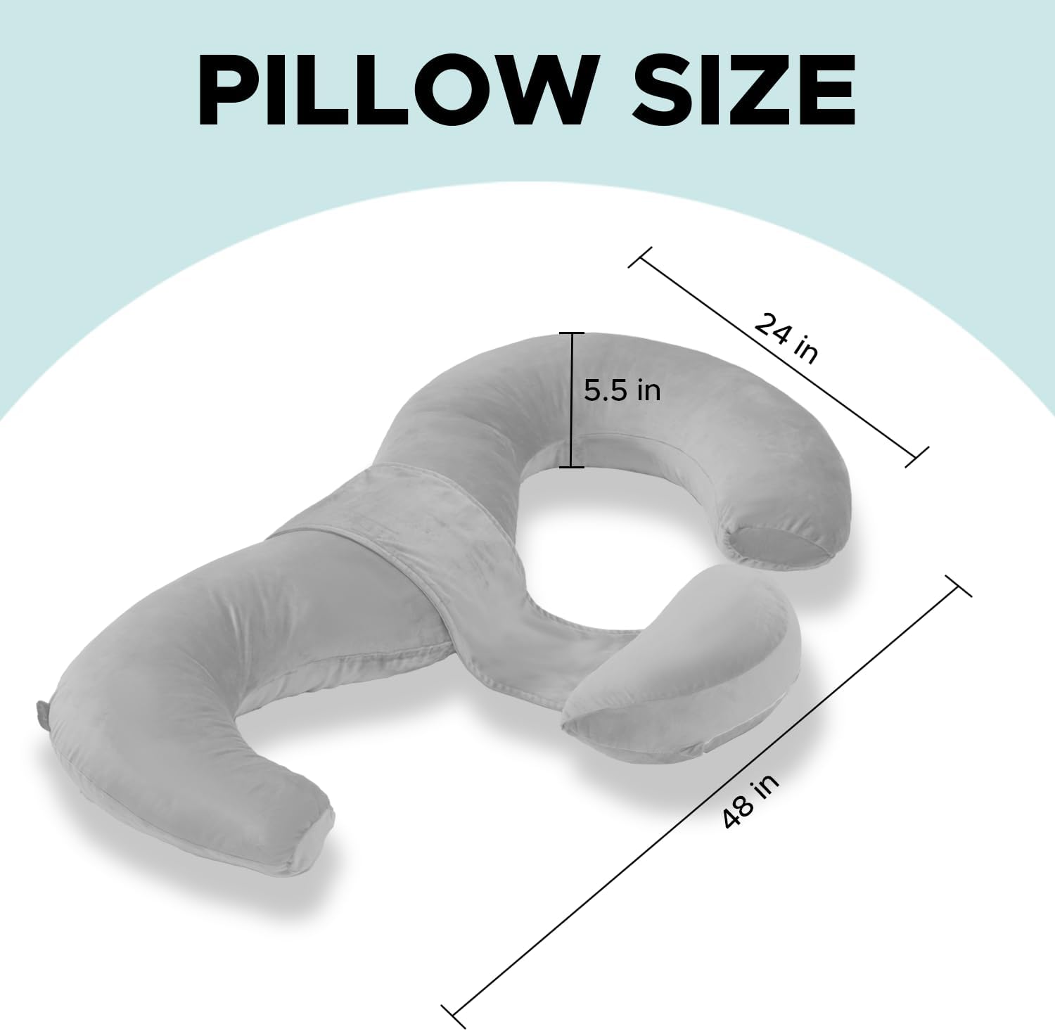 Pregnancy Pillows for Sleeping, E Shaped Maternity Pillow for Pregnant Women with Adjustable Wedge Pillow, 48 Inch Full Body Memory Foam Pillow for Side Sleeping with Washable Cover, Grey Velvet