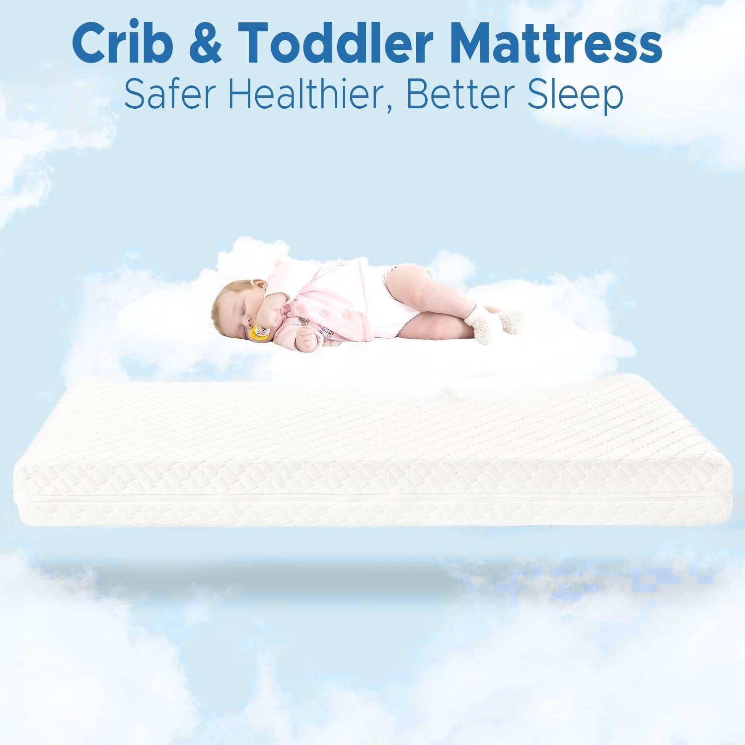 SCHNAUZER HOME Crib Mattress, Dual-Sided Breathable Baby and Toddler Memory Foam Mattress with Removable and Washable Cover, 100% Knitted Fabric, Fits Standard Cribs and Toddler Beds, 52" x 28" x 5"