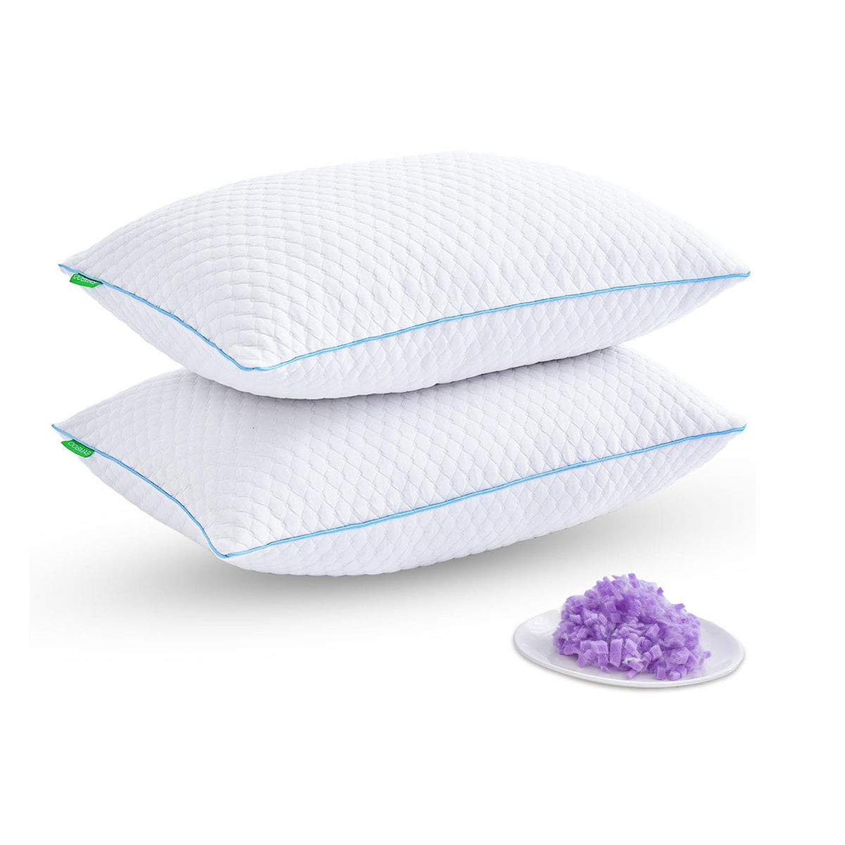 Shredded Memory Foam Pillows for Sleeping 2 Pack - Cooling Bed Pillows Standard Size Set of 2