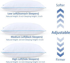 Shredded Memory Foam Pillows for Sleeping 2 Pack - Cooling Bed Pillows Standard Size Set of 2