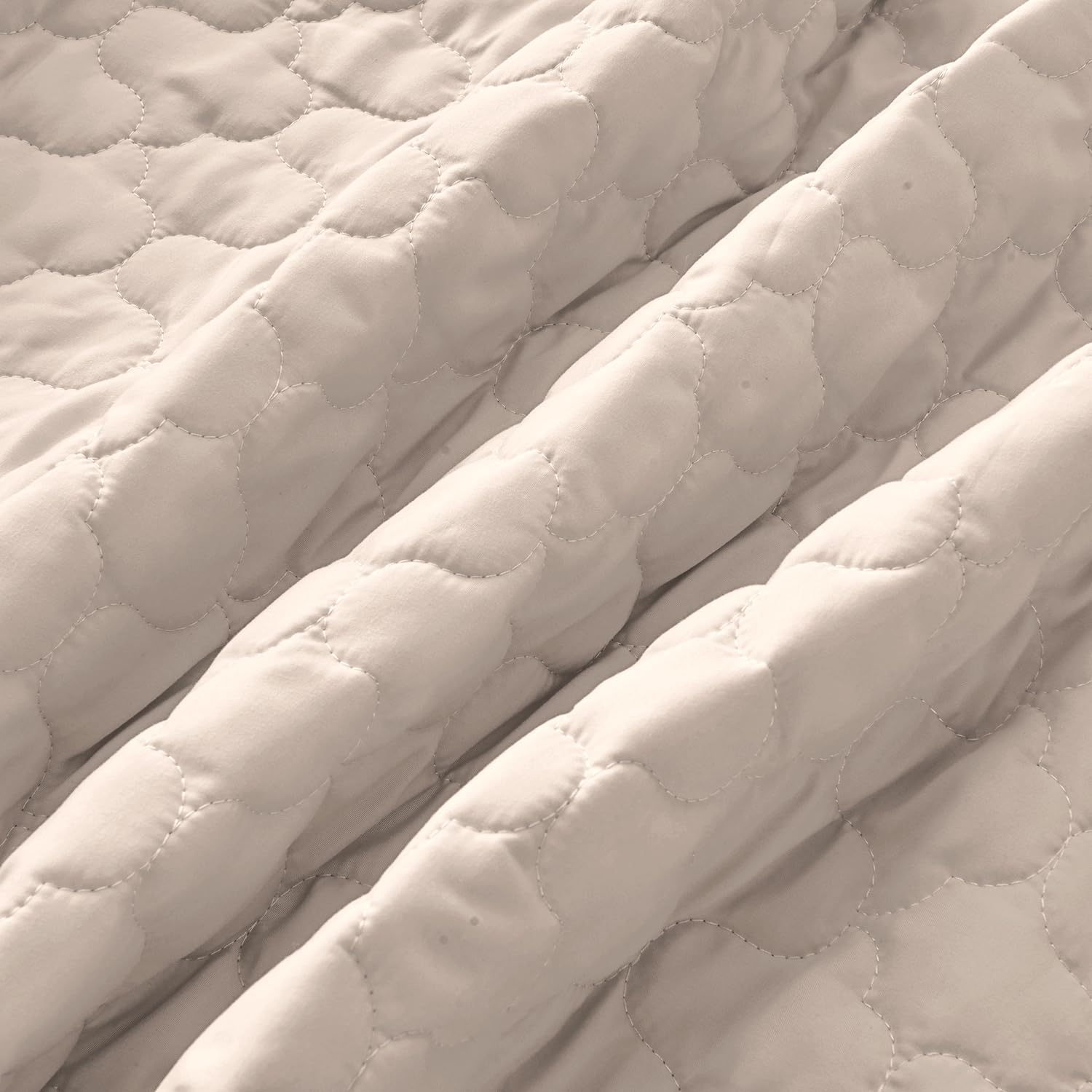 Quilt Set Full Queen Size 3 Piece, Khaki Pattern Printed Lightweight Soft Bedspread Coverlet, Quilted Blanket Thin Comforter Bed Cover for All Season (1 Quilt & 2 Pillow Shams)