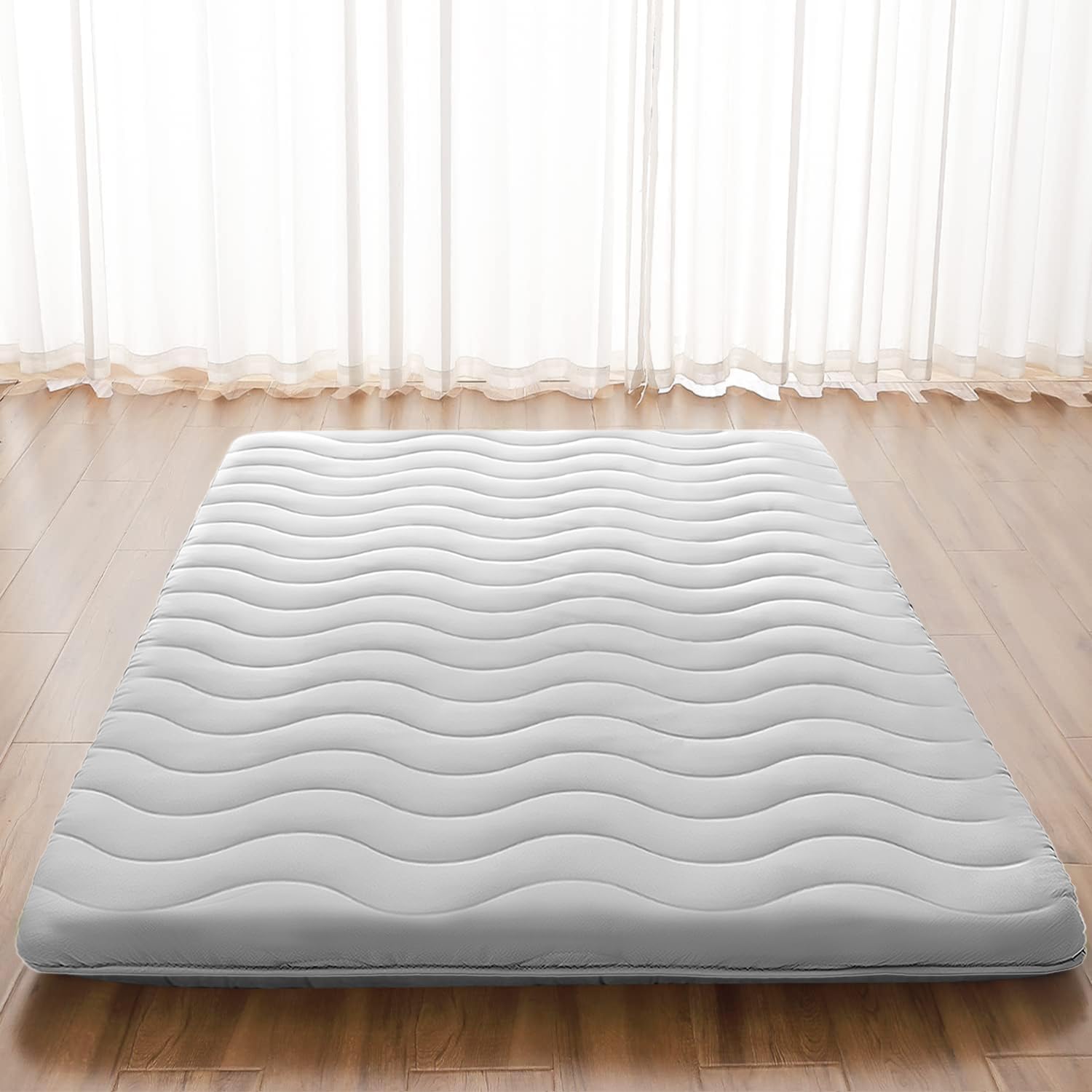 Japanese Futon Floor Mattress, 100% High Density Comfortable Foam, 3.5 Thicken Foldable Mattress Tatami Mat Sleeping Pad, Ideal for Comfort and Suppo