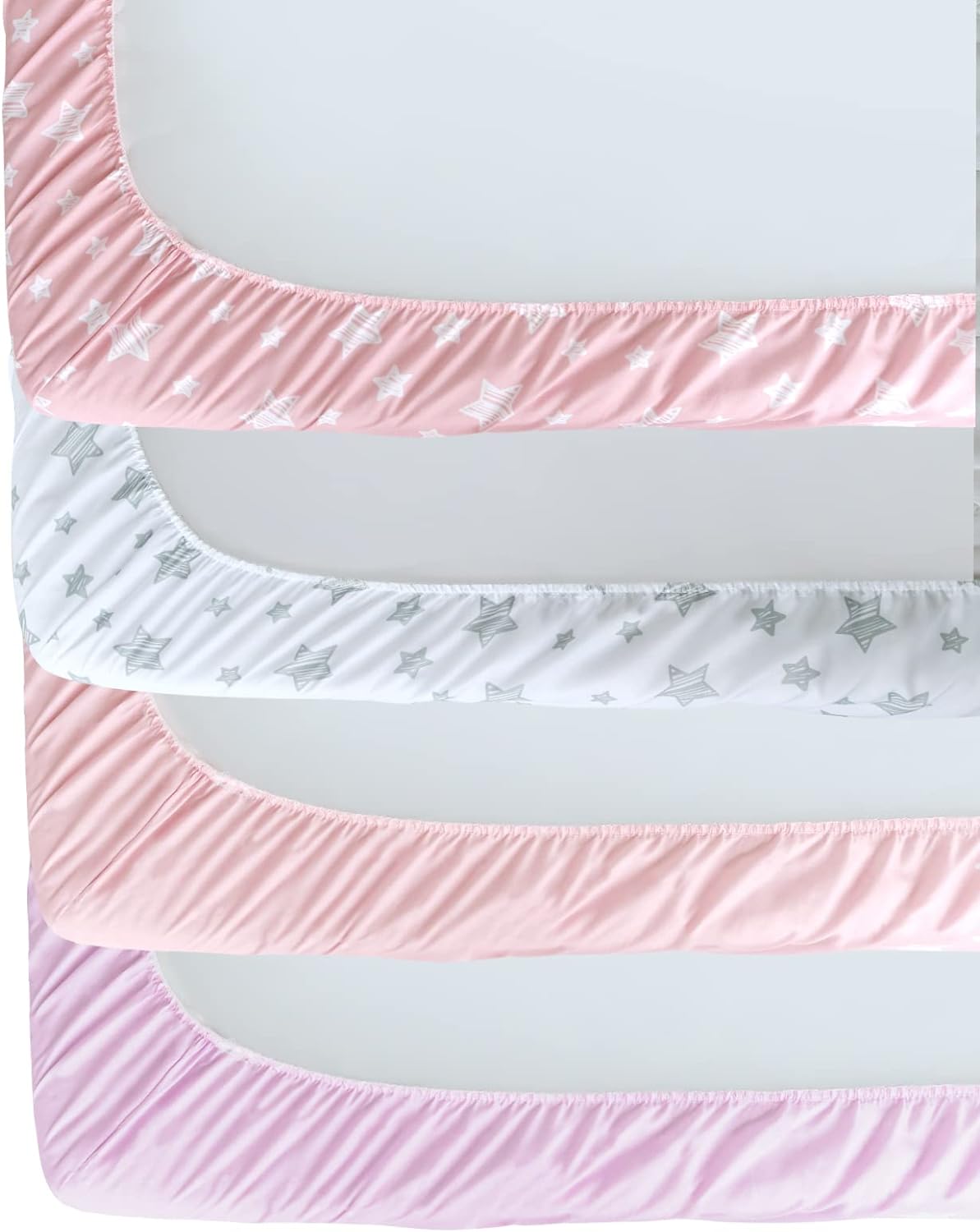Crib Sheets for Girls 4 Pack, Fitted Crib Sheets for Standard Size Crib and Toddler Mattresses