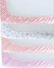 Crib Sheets for Girls 4 Pack, Fitted Crib Sheets for Standard Size Crib and Toddler Mattresses