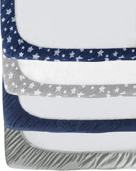 Crib Sheets for Boys or Girls 4 Pack, Fitted Crib Sheet for Standard Size Crib and Toddler Mattresses