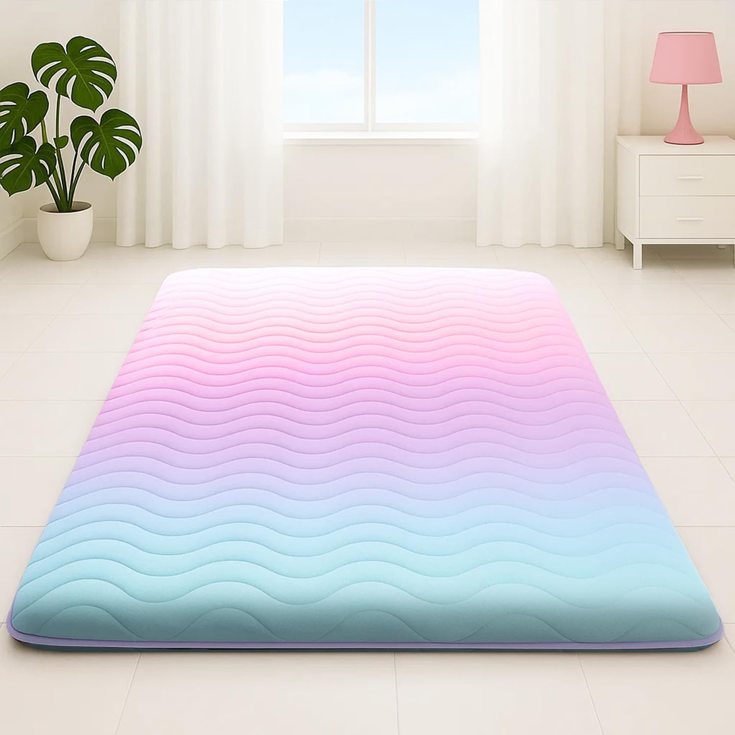 Japanese Futon Floor Mattress, 100% High Density Comfortable Foam, 3.5 Thicken Foldable Mattress Tatami Mat Sleeping Pad, Ideal for Comfort and Suppo
