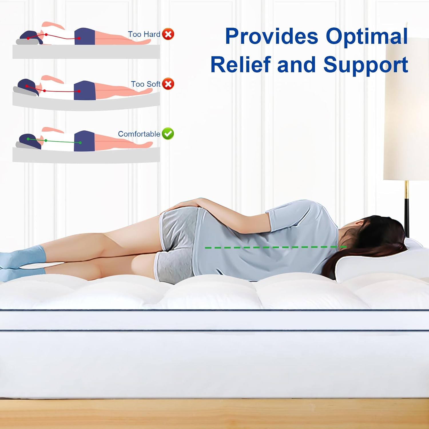 Mattress Topper,Extra Thick Mattress Pad Cover for Deep Sleep