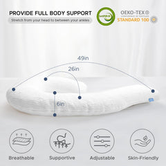 Body Pillow for Adults - Soft Long Bed Pillows Insert for Sleeping - Shredded Memory Foam & Removable Washable Cover