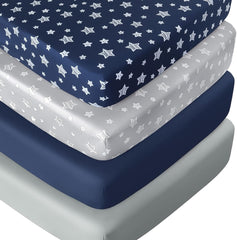 Crib Sheets for Boys or Girls 4 Pack, Fitted Crib Sheet for Standard Size Crib and Toddler Mattresses