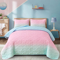 Pink Quilt Set Queen Ombre Blue Pink Mint Quilt Sets Kids Girls Bedding