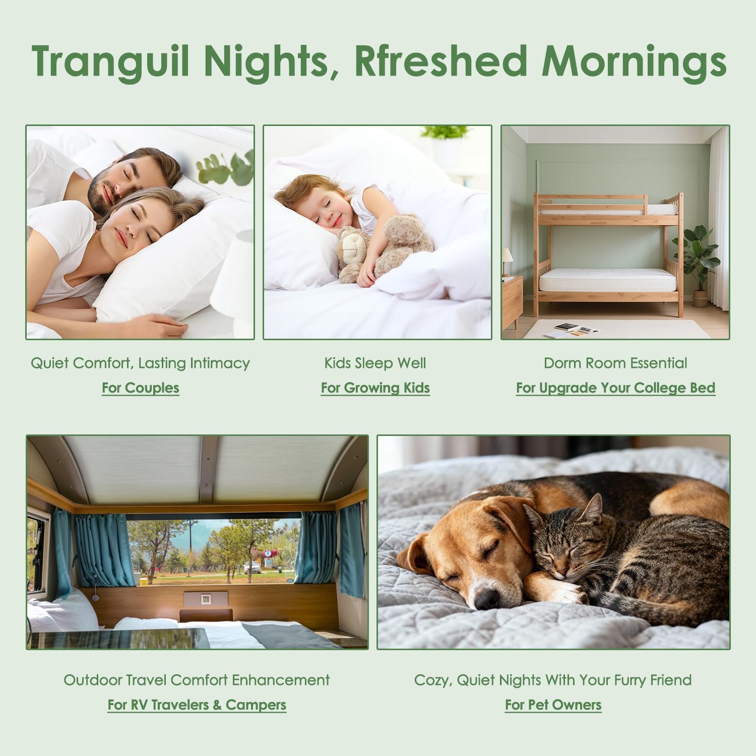 Queen Mattress Topper Viscose Derived from Bamboo, Cooling Thick Pillow Top Mattress Pad with Deep Pocket for 8"-18" Mattress, Soft Breathable Mattress Topper for Back Pain Relief, Green