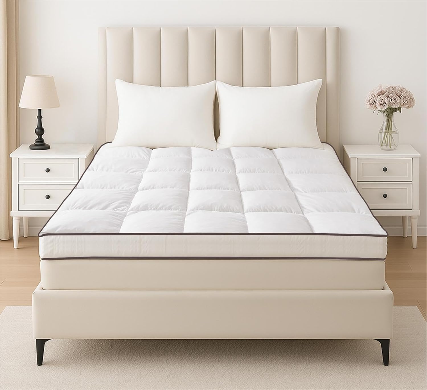 Memory Foam Queen Mattress Topper, Bed Topper with 3 Inch Extra Thick Shredded Foam