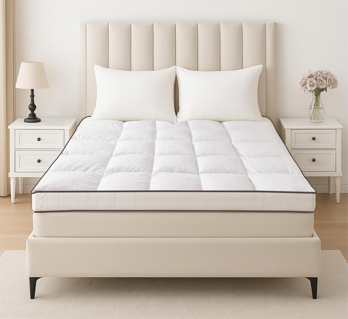 Memory Foam Queen Mattress Topper, Bed Topper with 3 Inch Extra Thick Shredded Foam