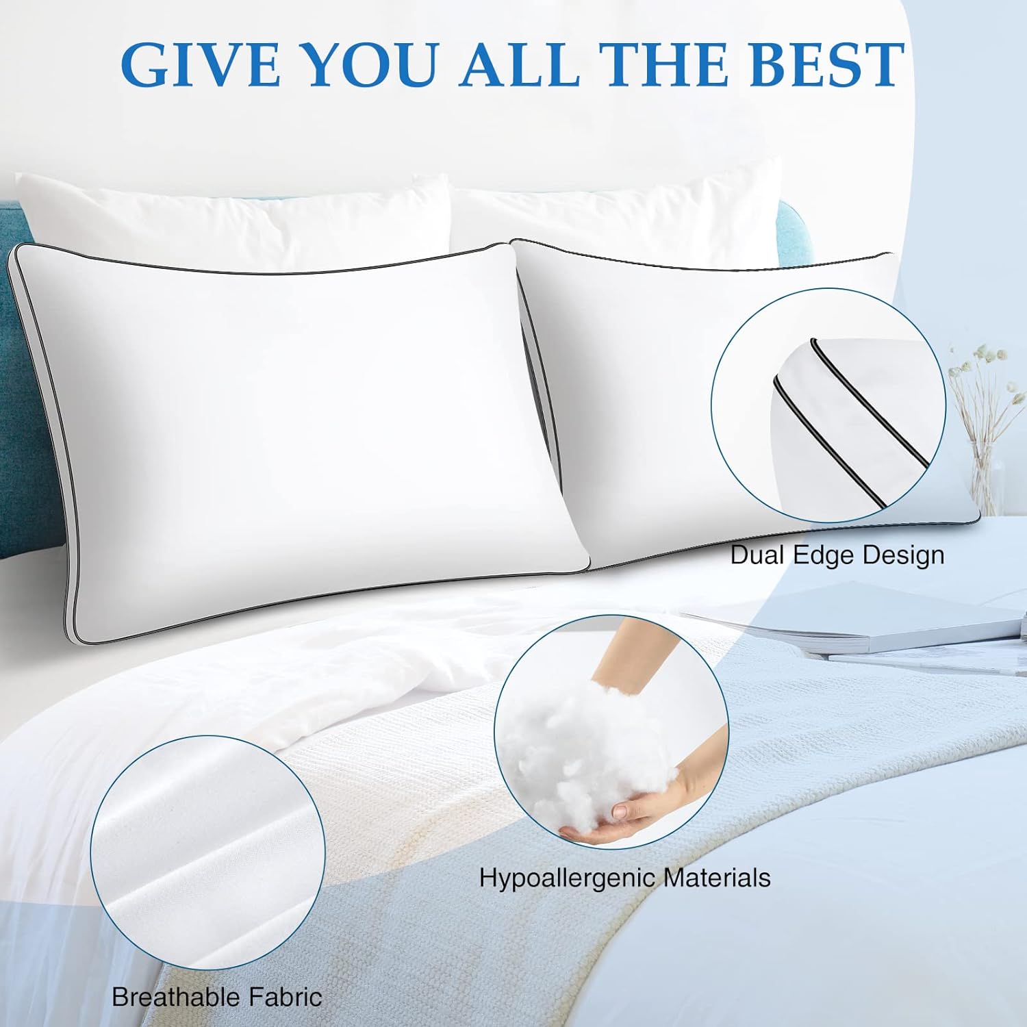 Hotel Quality Down Alternative Gusseted King Pillow for Sleeping