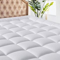 Mattress Pad - Cooling Breathable Mattress Topper, Quilted Fitted Mattress Protector, Pillow Top Mattress Cover with 8-21" Deep Pocket, Soft, Machine Washable