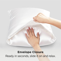 Satin Pillowcases, Pure White Cooling Pillow Case for Sleeping Women with Envelope Closure, Gifts for Women Men