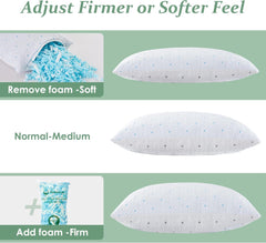 Queen Size Cooling Pillows Set of 2, Extra Stuffed 100% Shredded Memory Foam