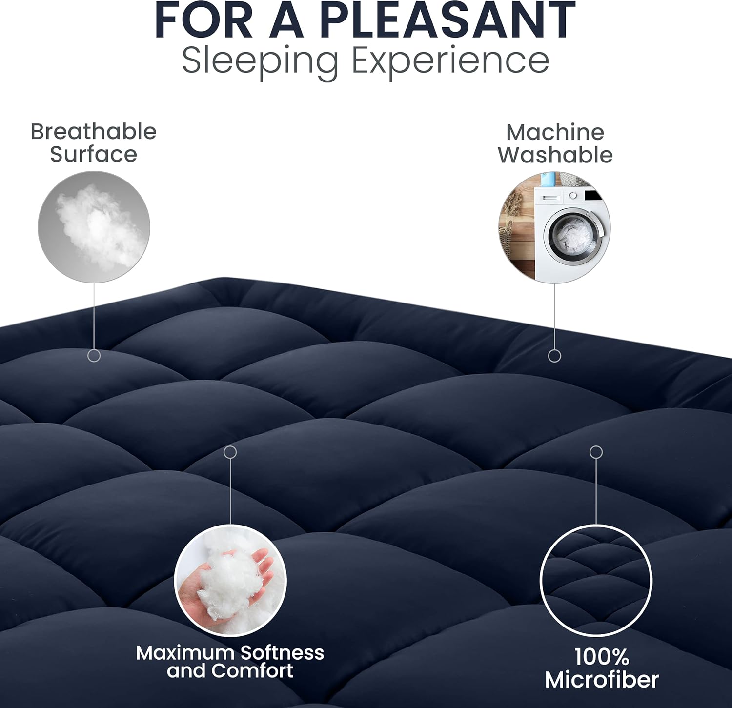 edding Full Mattress Pad, Quilted Fitted Premium Mattress Protector, Deep Pocket Cover Stretches up to 16 Inches