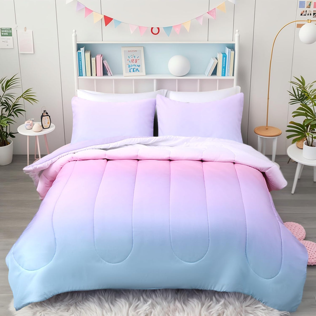 Bailey Comforter Set Queen Size, 3 Pieces Solid Breathable Quilted Style Bedding Sets, Soft Microfiber Down Alternative Comforter for All Season