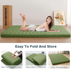 Japanese Floor Mattress, 100% High Density Comfortable Foam, 4" Thicken Foldable Mattress Tatami Mat Sleeping Pad