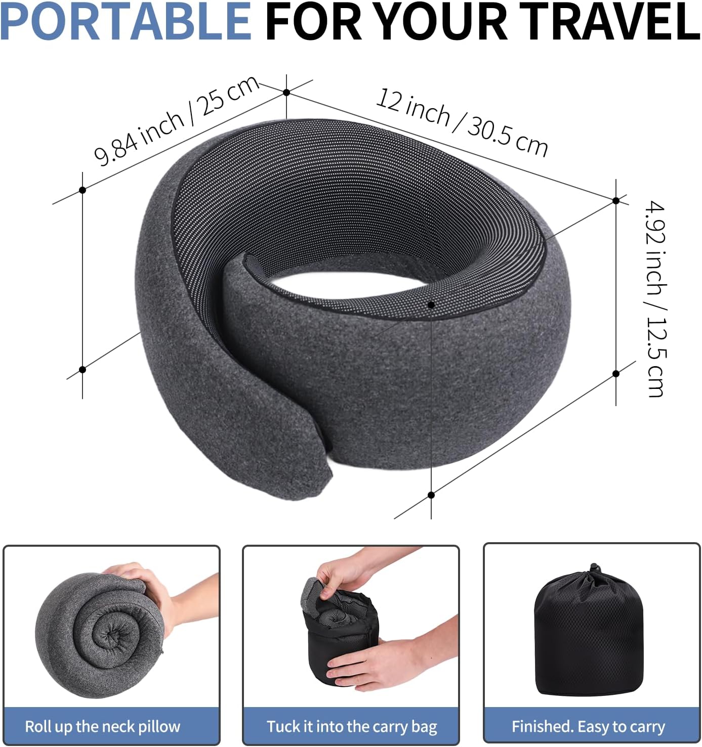 Neck Pillow Airplane, Travel Pillows for Airplanes, Memory Foam Adjustable Portable Neck Pillow for Traveling
