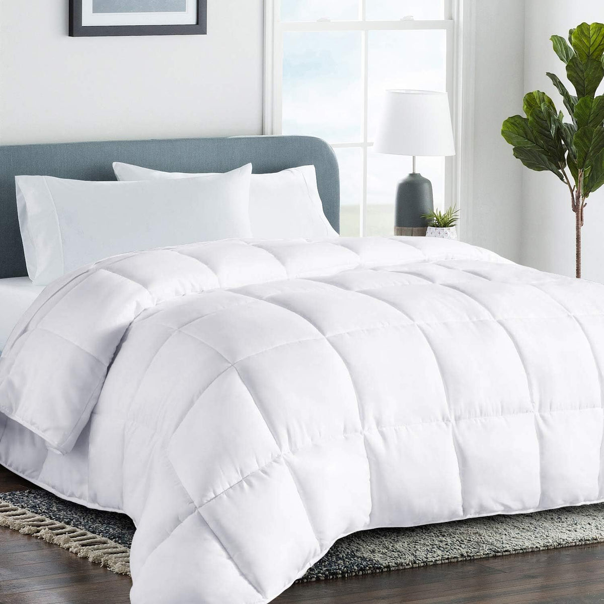 Cooling Comforter - Down Alternative Duvet Insert with Anti-Clump Tech & 8 Tabs, All-Season Reversible Luxury Hotel Bedding