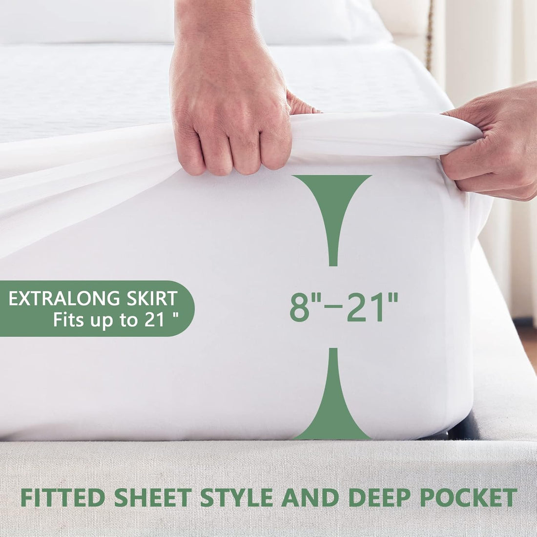Premium 100% Waterproof Mattress Protector Queen Size, Breathable Bed Cover 3D Air Fabric Cooling Mattress Pad Cover Smooth Soft Noiseless Washable