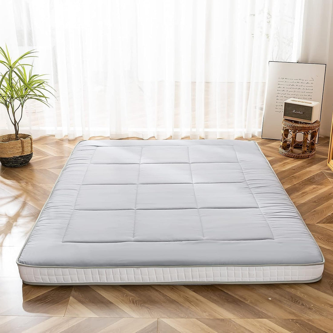 Japanese Floor Mattress ,Extra Thick Folding Sleeping Pad Breathable Floor Lounger Guest Bed for Camping Couch