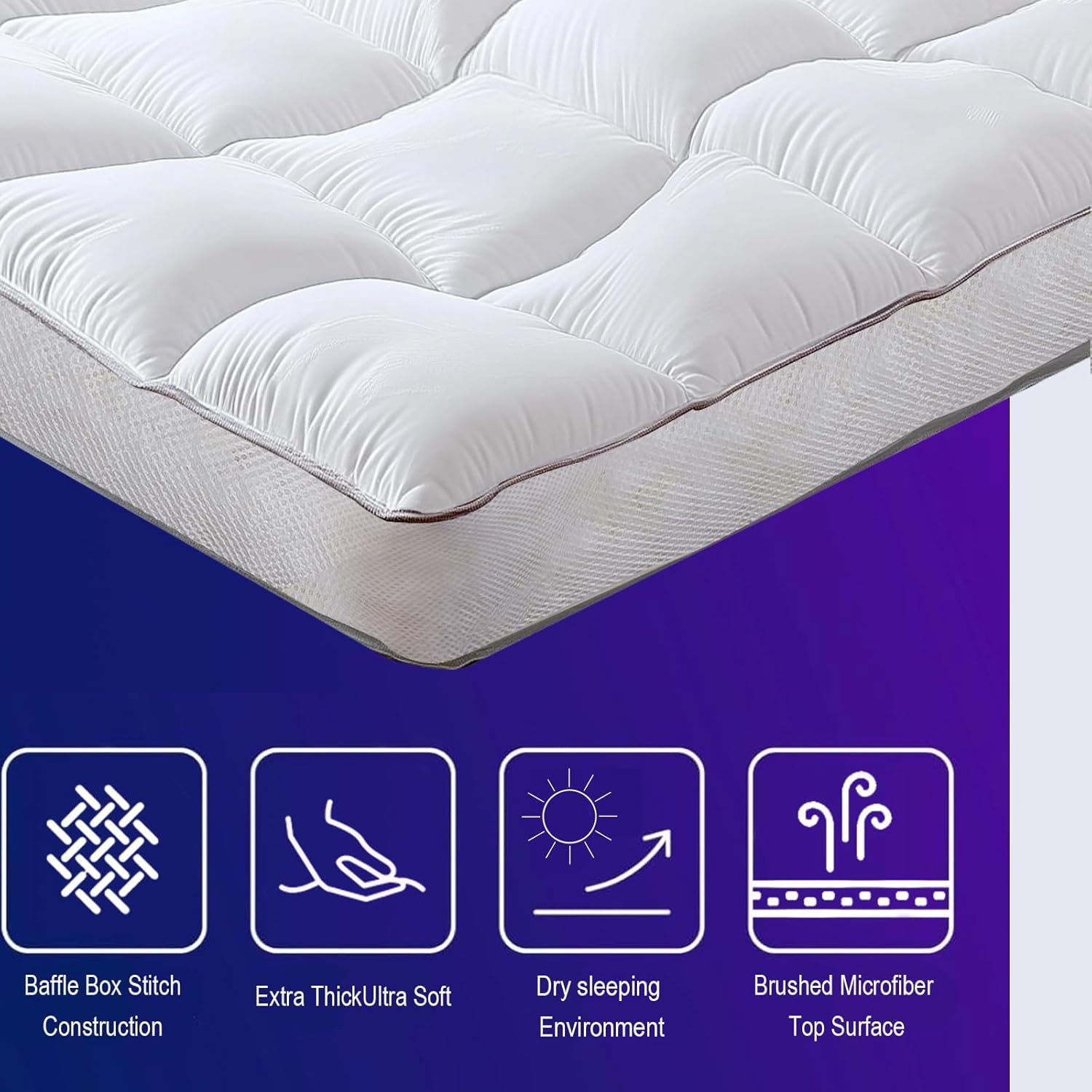 Memory Foam Mattress Topper，Soft and Supportive, Shredded Memory Foam
